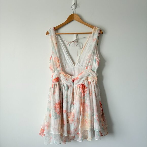 Abercrombie & Fitch Flirty Drama Ruffle Mini Dress Pastel Floral Size Large - Picture 10 of 11